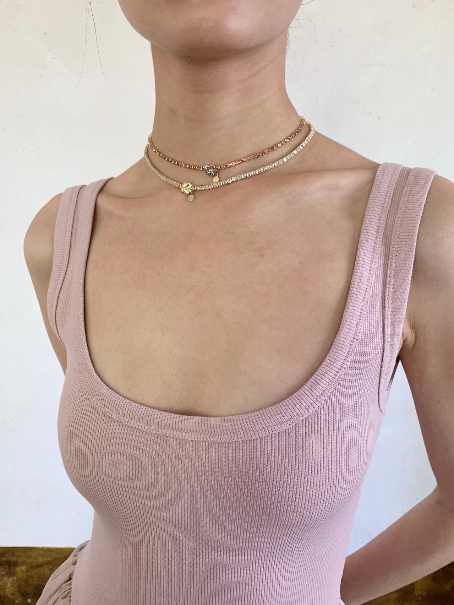 NARCIISTUDIO Zircon Honey Necklace- Golden/Pink