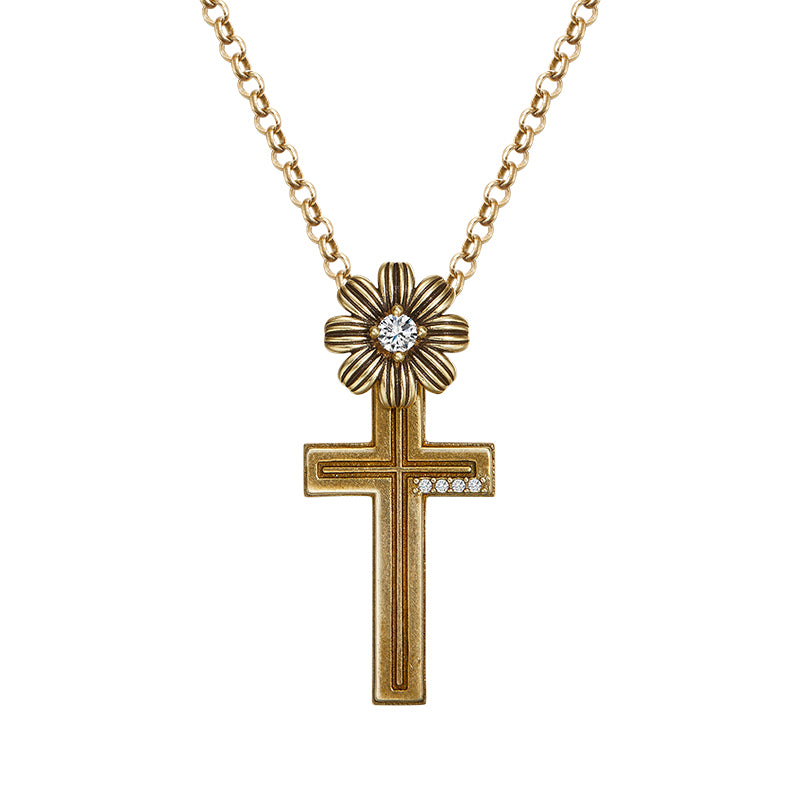 Gerbera Cross Necklace - Gold