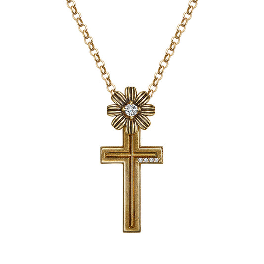 Gerbera Cross Necklace - Gold