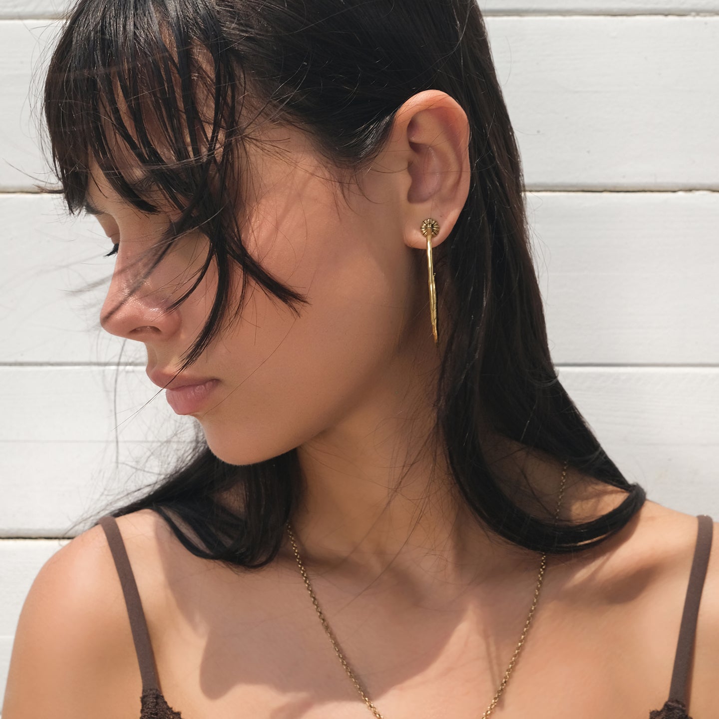 Vintage Gerbera Hoop Earrings - Gold