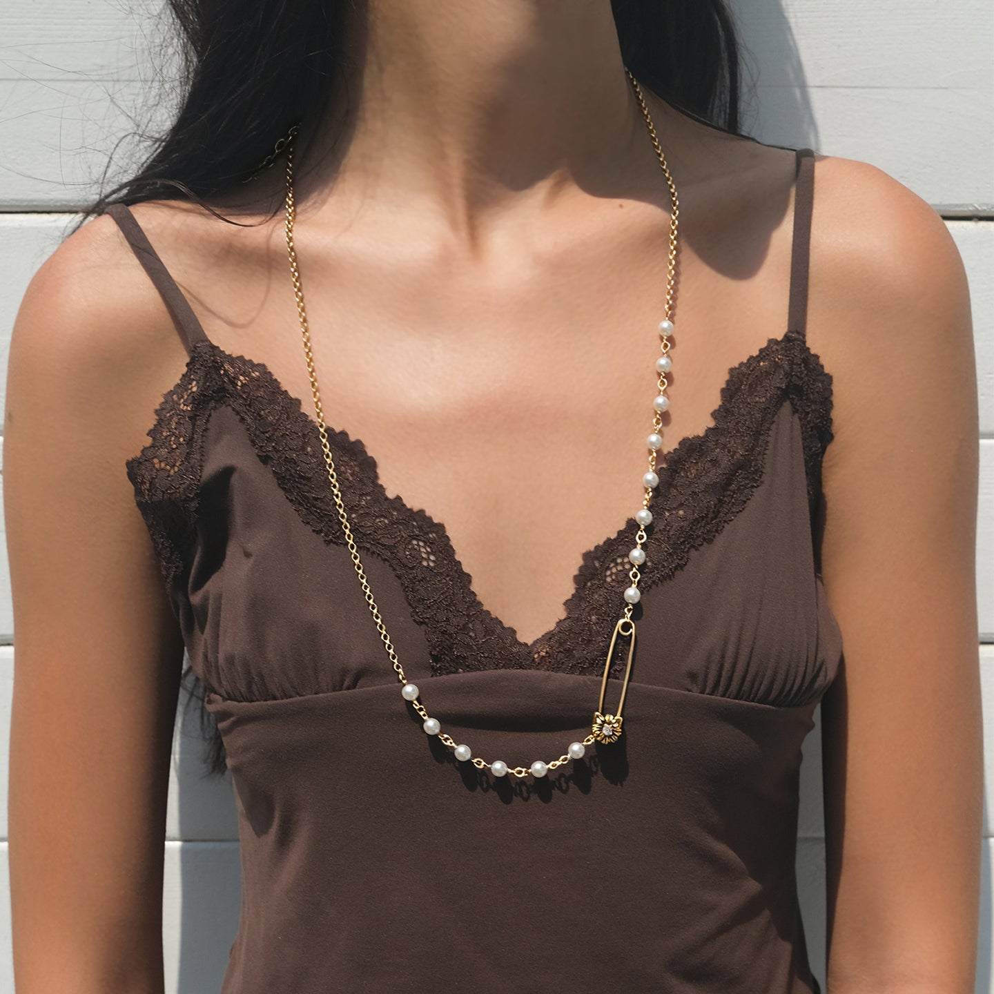 Pearl Pin Necklace - Gold