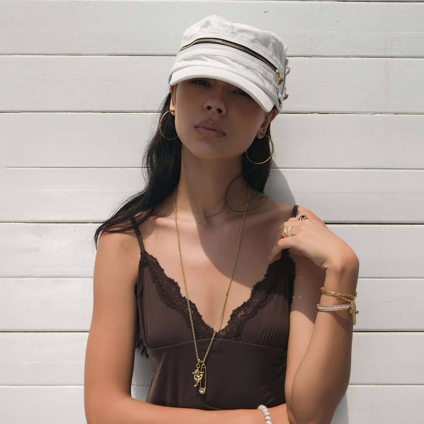 Gerbera Flat Cap - White