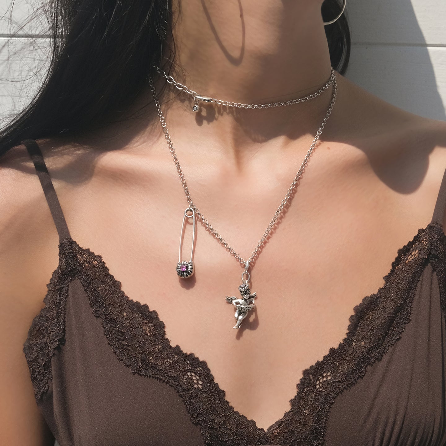 Vintage Angel Necklace - Silver