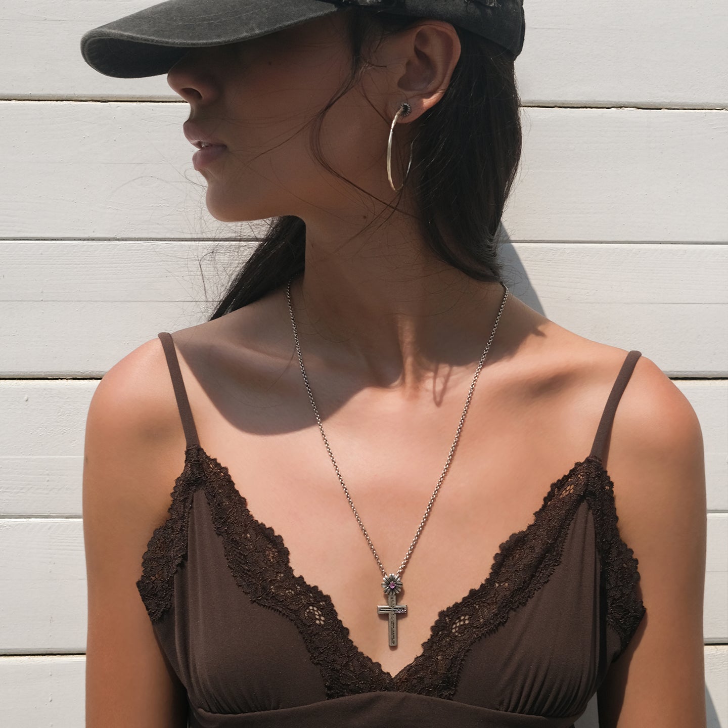 Gerbera Cross Necklace - Silver