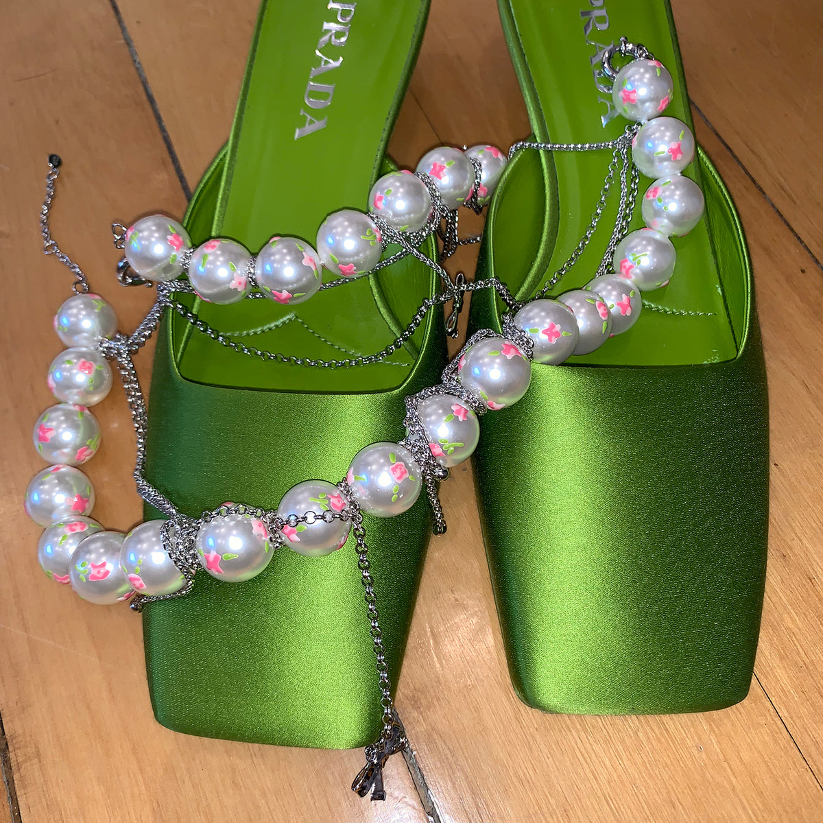 Rose Ditsy Floral & Pearl Multi-layer Necklace(1 Set, 1 Pieces)