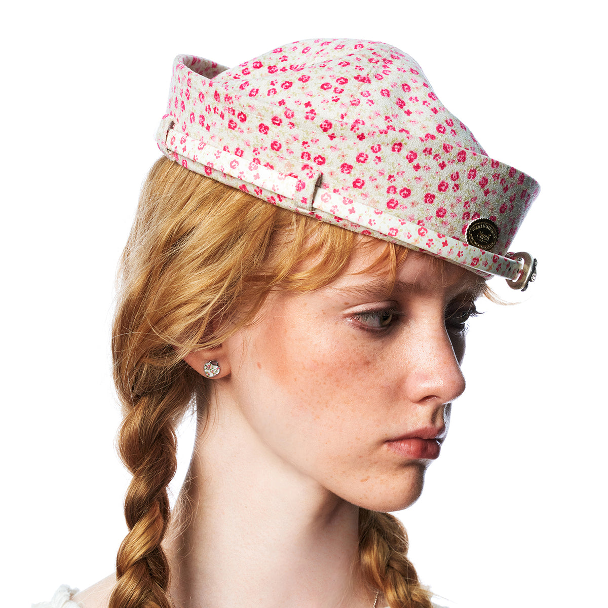 Utility Loop Rose Print Suede Miki Cap(1 Set, 1 Pieces)