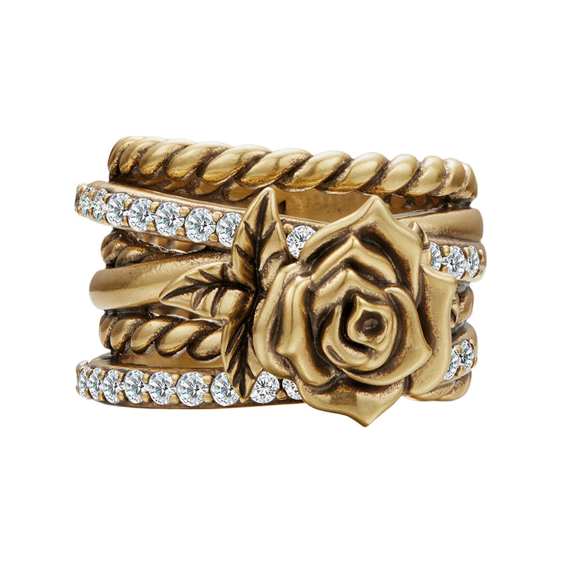 retro rose multi-chain ring