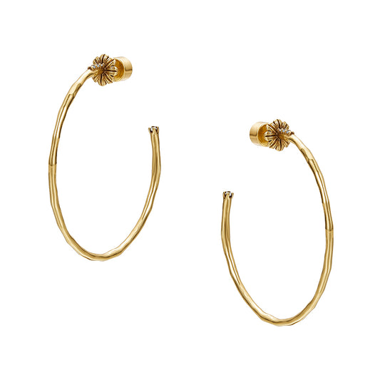 Vintage Gerbera Hoop Earrings - Gold