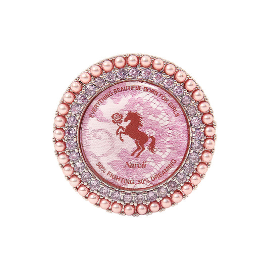 Rose Pony Round Gemstone Hair Clip