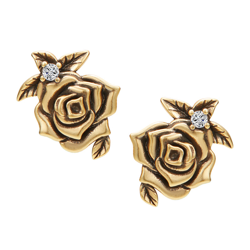 retro rose stud earrings