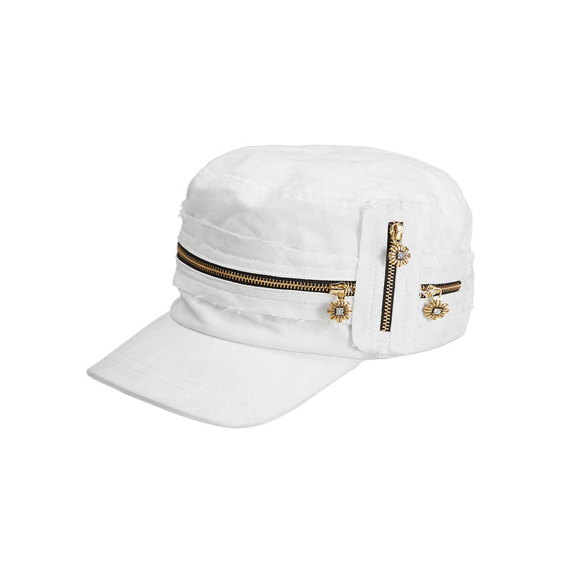 Gerbera Flat Cap - White
