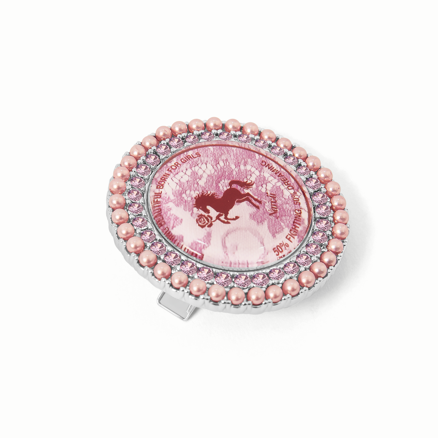 Rose Pony Round Gemstone Hair Clip