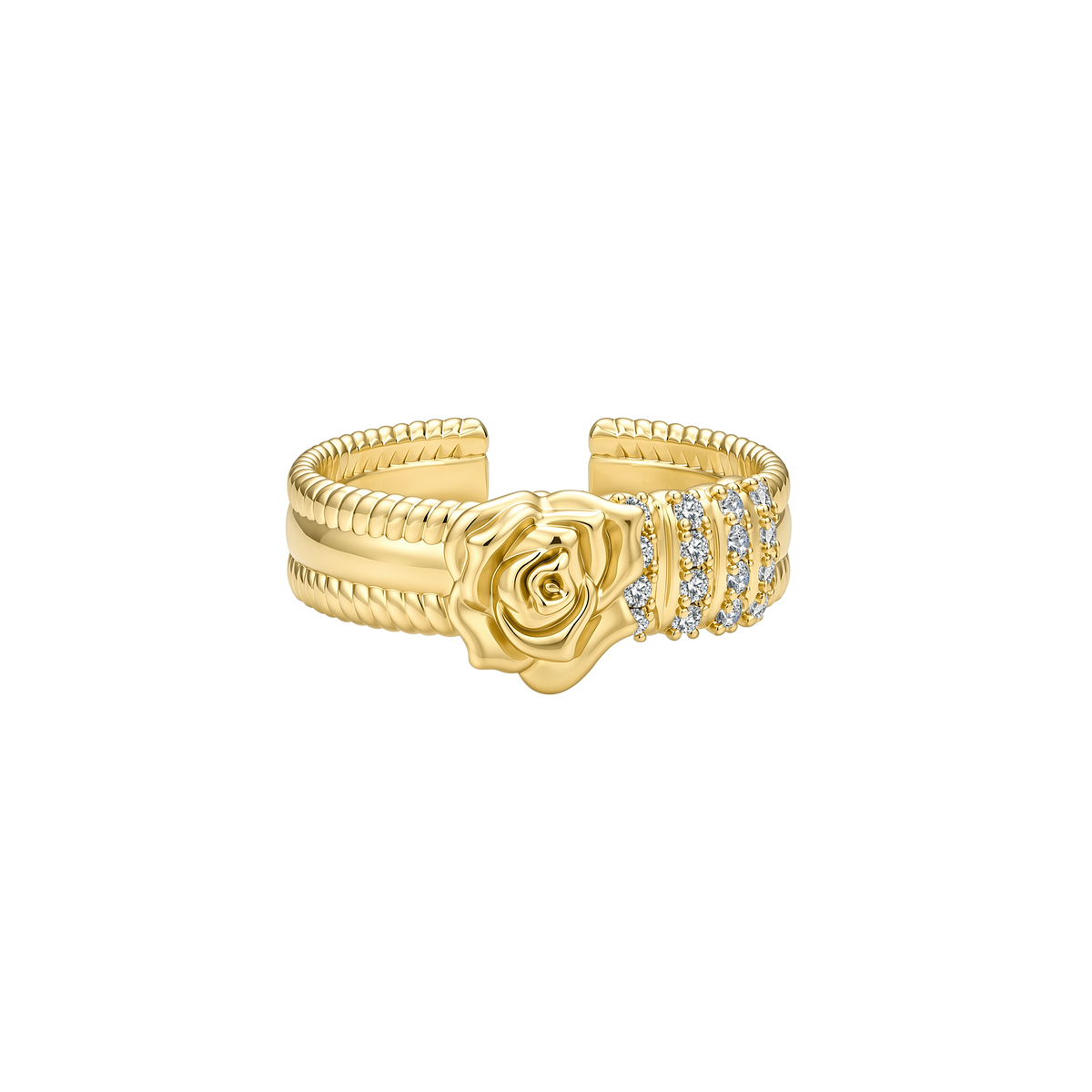retro rose pavé setting cable ring