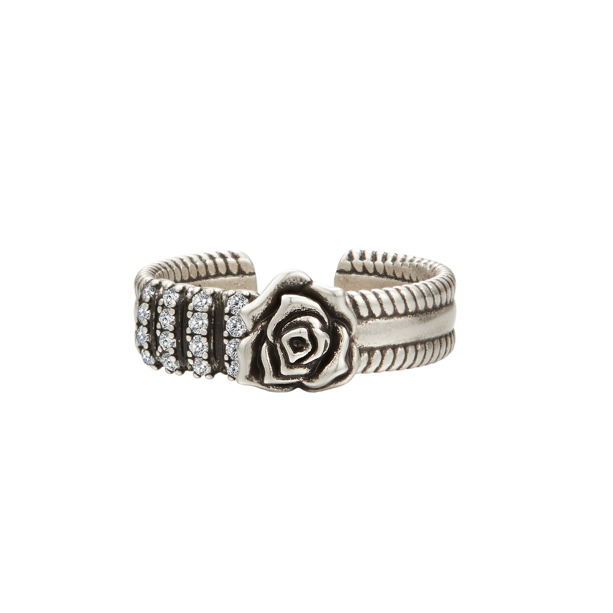 retro rose pavé setting cable ring