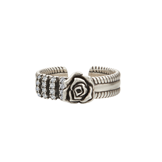 retro rose pavé setting cable ring