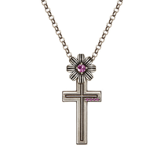 Gerbera Cross Necklace - Silver