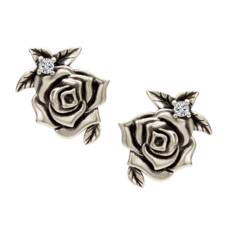 retro rose stud earrings