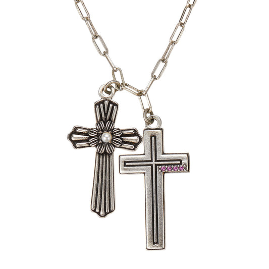 Double Cross Necklace / Bracelet - Silver