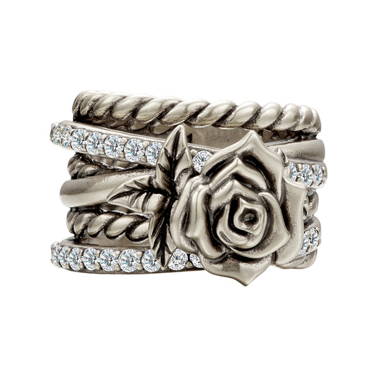 retro rose multi-chain ring