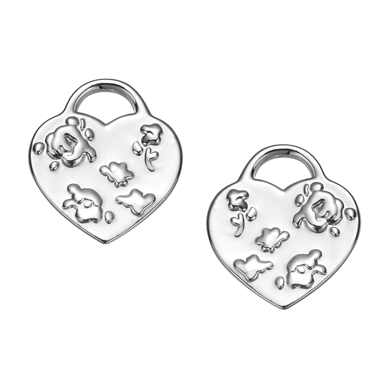 Rose Ditsy Floral Heart Tag Mini Earrings(1 Set, 2 Pieces)