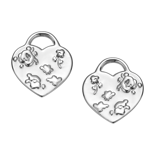 Rose Ditsy Floral Heart Tag Mini Earrings(1 Set, 2 Pieces)