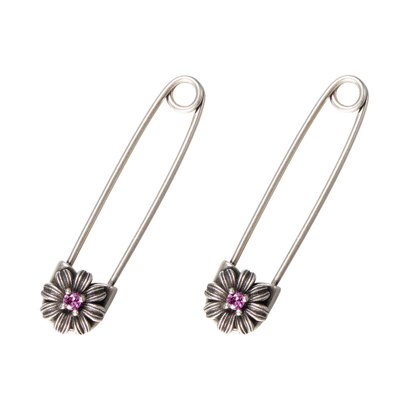 Vintage Gerbera Pins - Silver (1 Set, 2 Pieces)