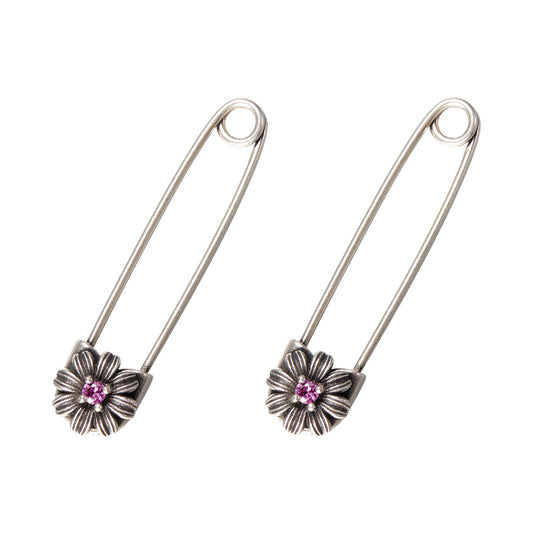 Vintage Gerbera Pins - Silver (1 Set, 2 Pieces)