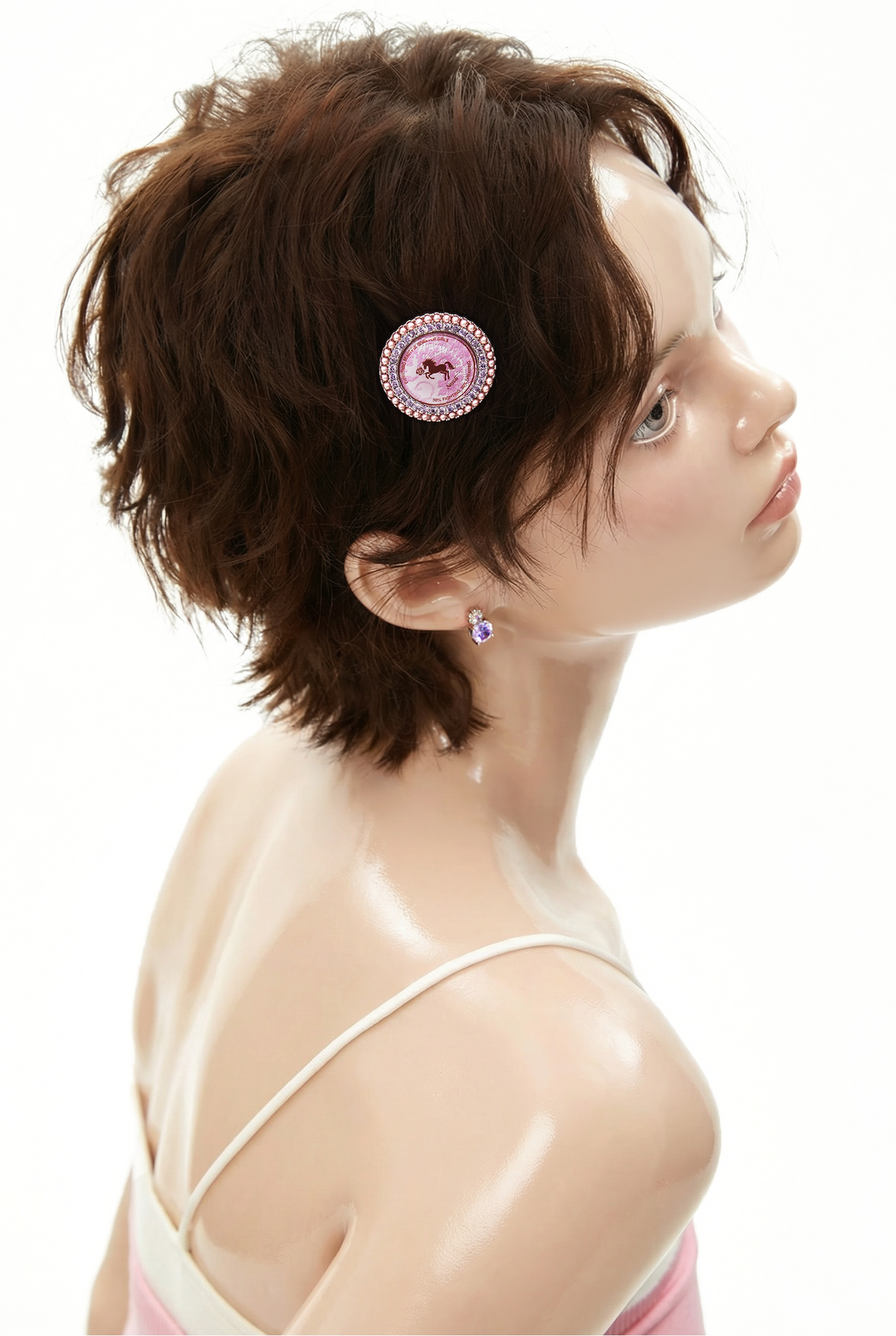 Rose Pony Round Gemstone Hair Clip