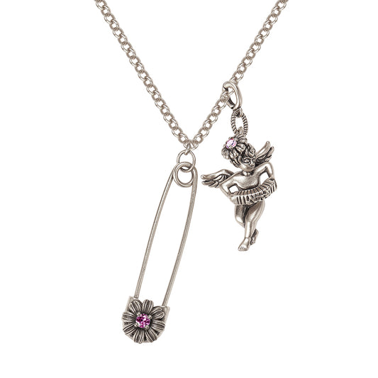 Vintage Angel Necklace - Silver