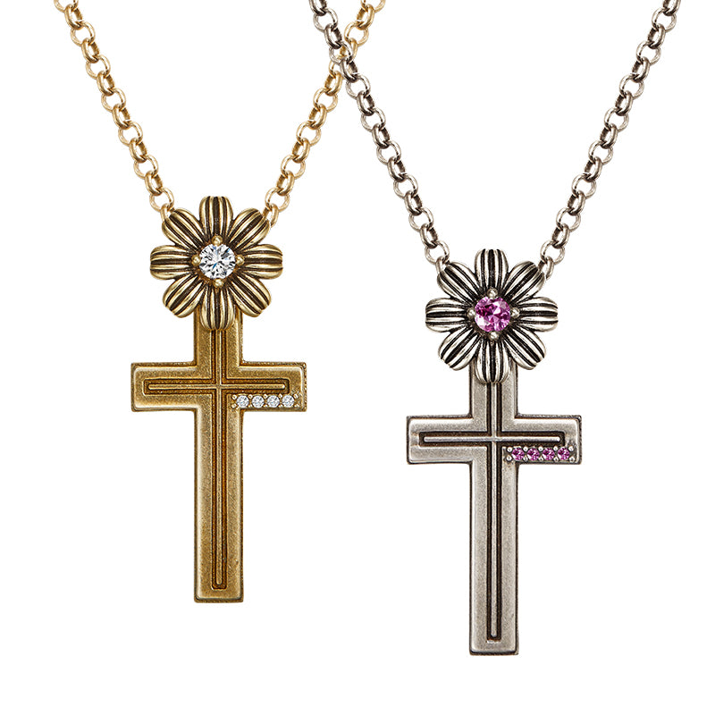 Gerbera Cross Necklace - Gold