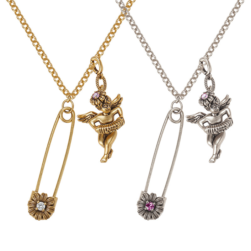 Vintage Angel Necklace - Silver