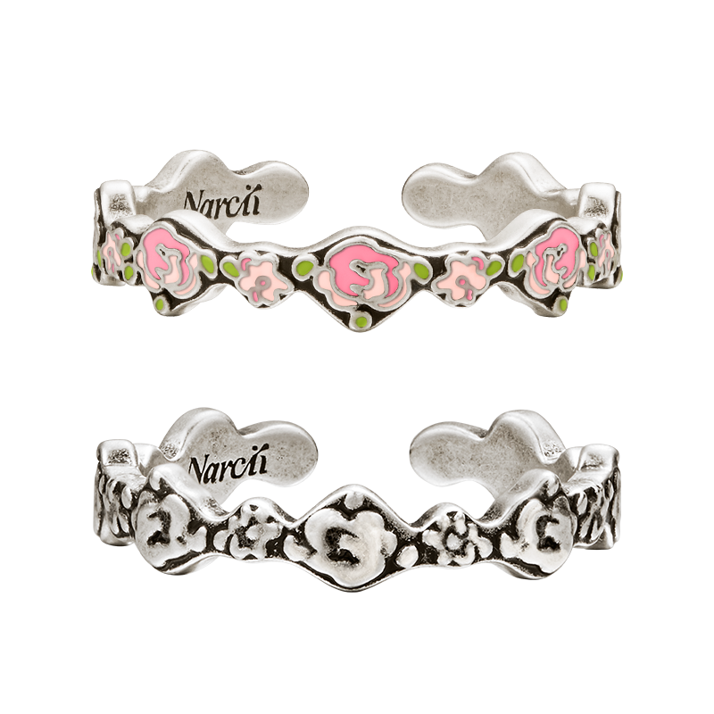 Rose Ditsy Floral Garland Stackable Ring(1 Set, 1 Pieces)
