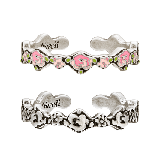 Rose Ditsy Floral Garland Stackable Ring(1 Set, 1 Pieces)