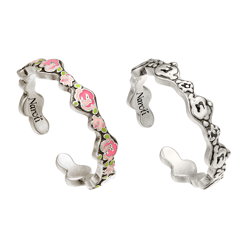 Rose Ditsy Floral Garland Stackable Ring(1 Set, 1 Pieces)