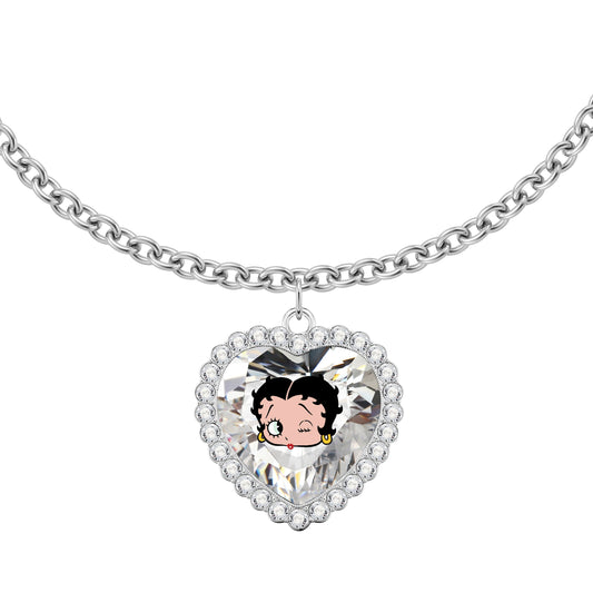 Charming BettyBoop Zircon Necklace -  Silver